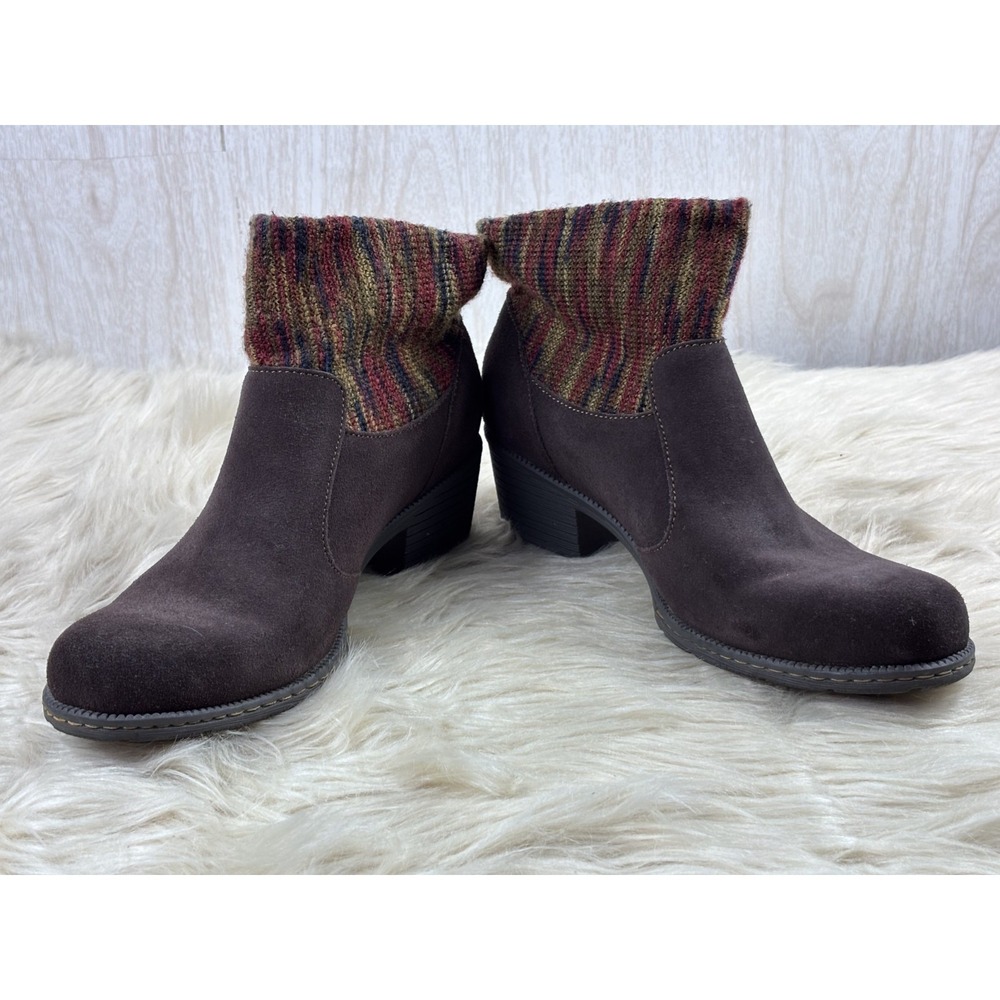 BOC Charon Ankle Boots Brown Suede Knit Collar Tassel Zip Women 9M Boho - Picture 3 of 12